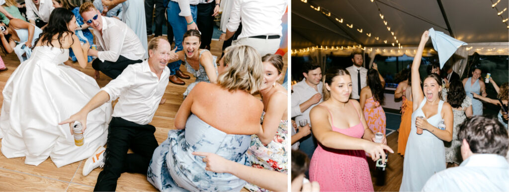 guests dancing during Pennsylvania white tent wedding reception