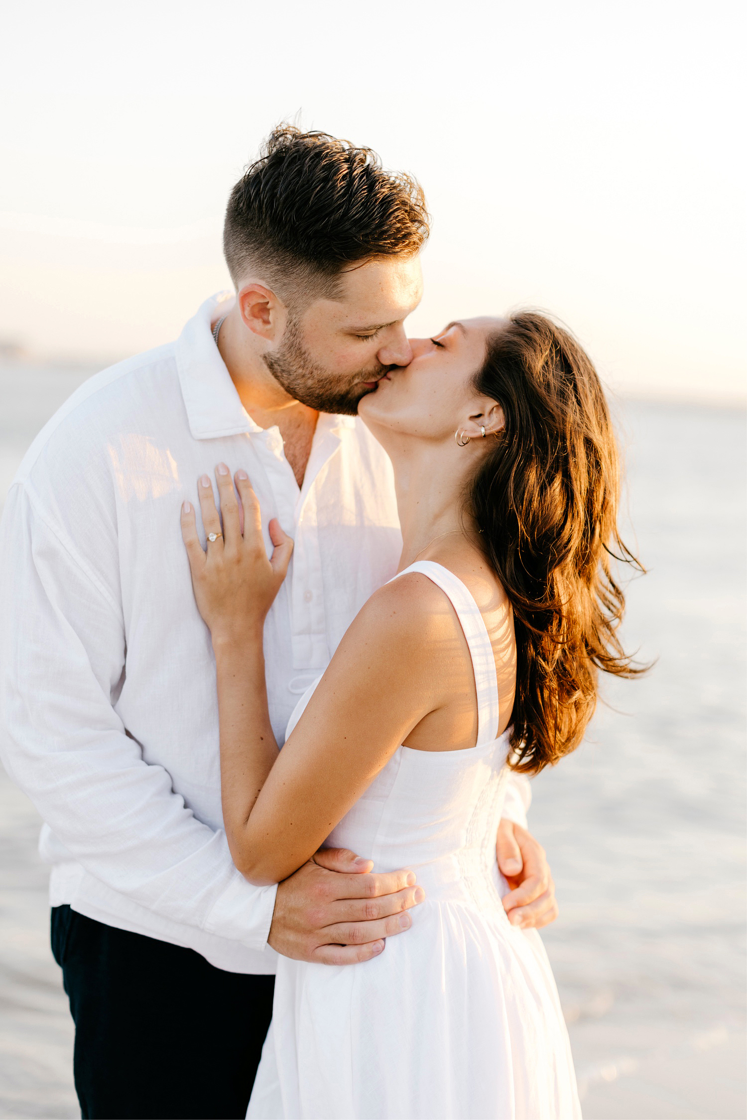 New Jersey engagement photoshoot on the beach during sunset by Emily Wren Photography