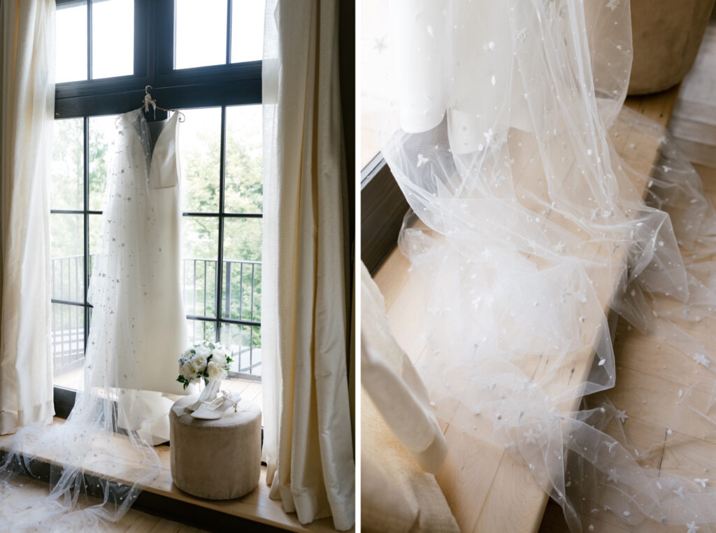 bridal veil with stars and constellations