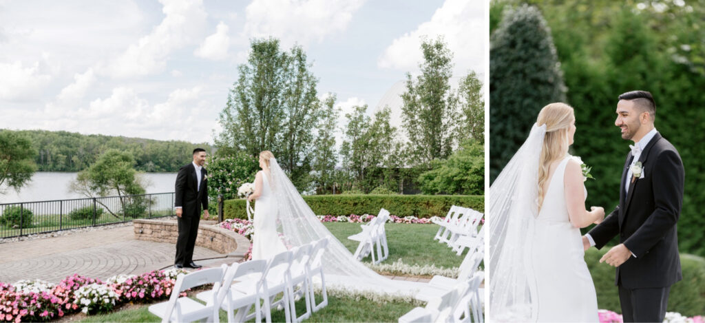 bride & grooms intimate first look at the lake house inn by Pennsylvania photographer Emily Wren Photography