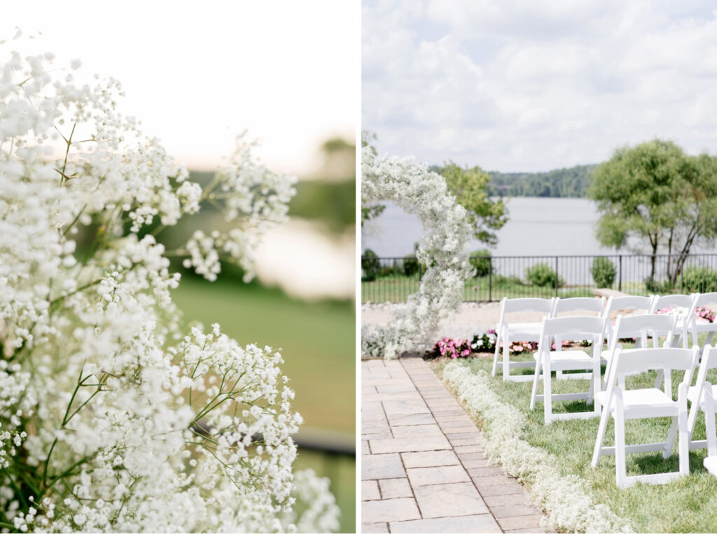 babies breath at outdoor wedding ceremony by Emily Wren Photography