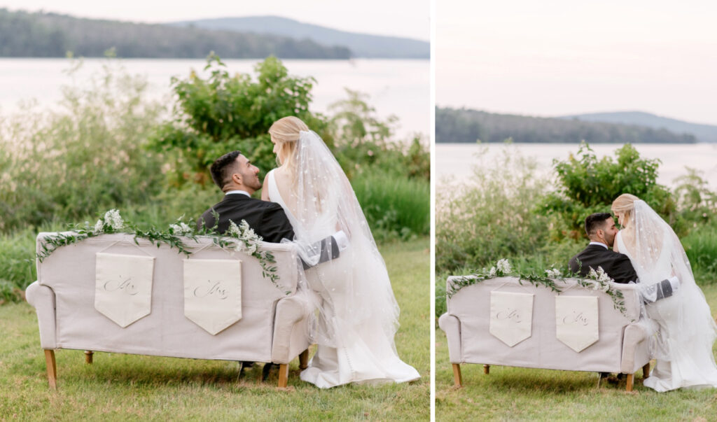 bride & groom portraits by lakeside by Emily Wren Photography