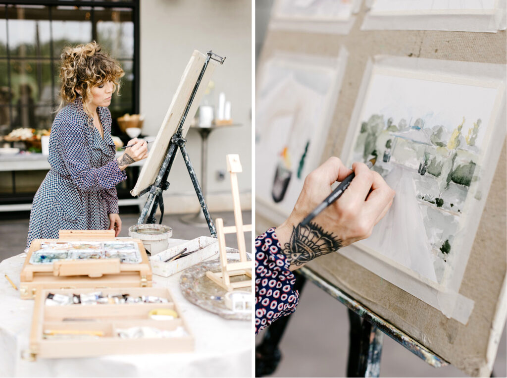 wedding ceremony live painter by Philadelphia wedding photographer Emily Wren Photography