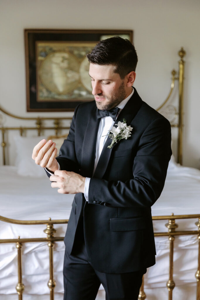 groom getting ready at the inn at barley sheaf by Emily Wren Photography