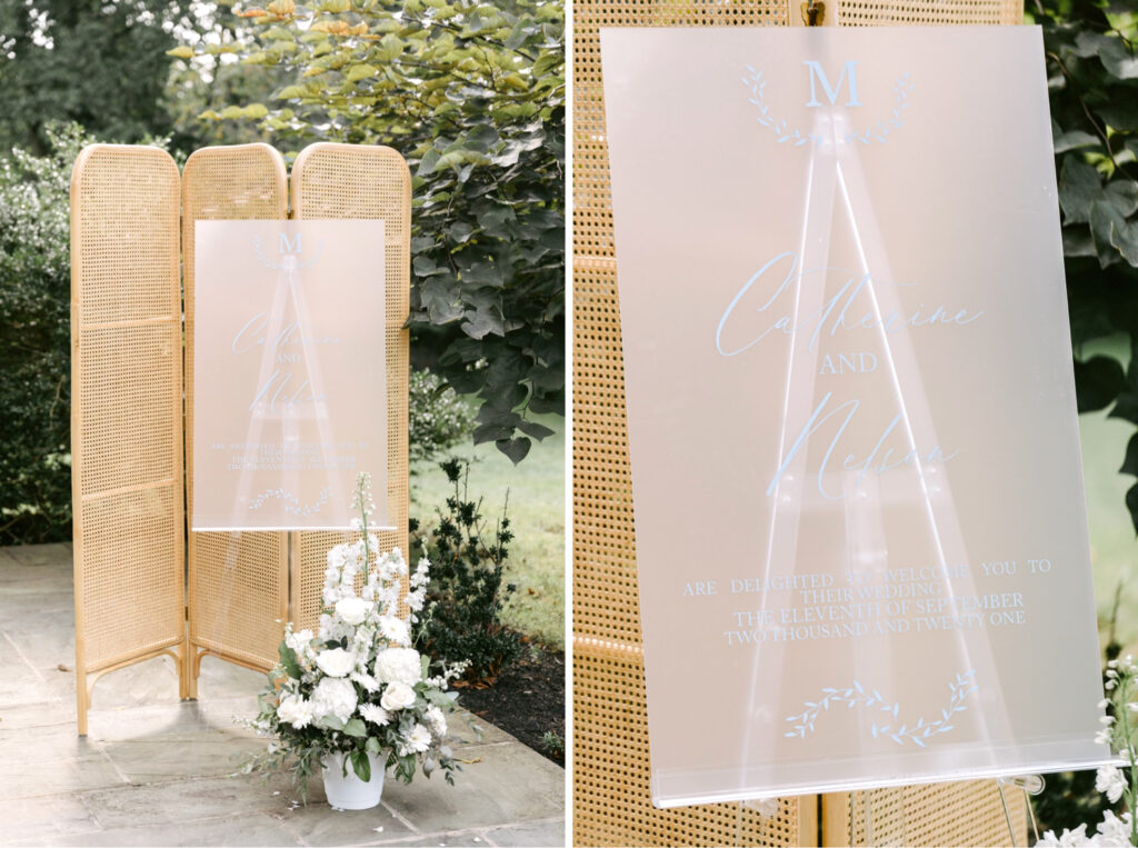 transparent wedding welcome sign