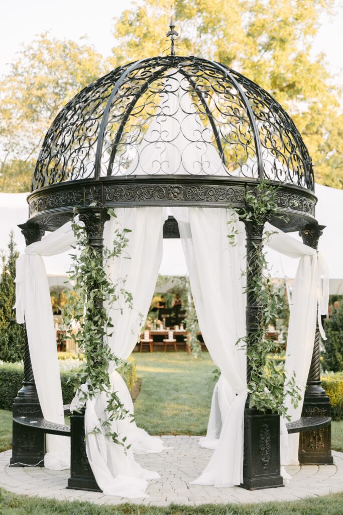 outdoor wedding reception gazebo at the Inn at Barley Sheaf