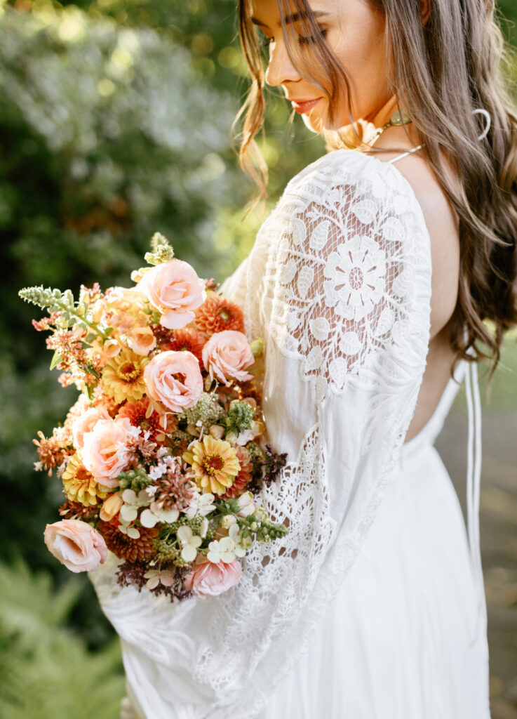 colorful fall blooms bridal bouquet