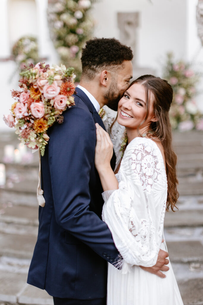 bohemian bride and groom by Emily Wren Photography