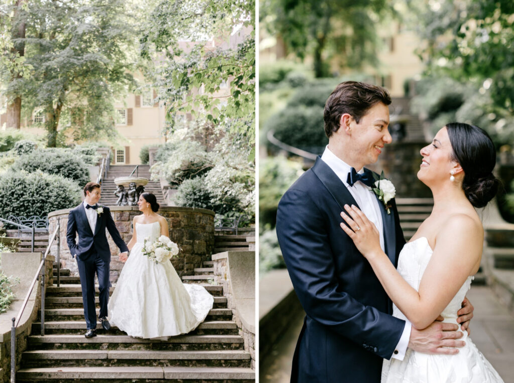 bride & groom portrait at Delaware's Winterthur Musuem