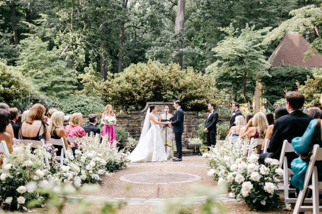 outdoor summer garden wedding ceremony at Winterthur Museum by Emily Wren Photography