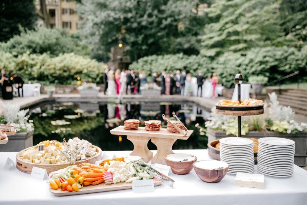 outdoor garden cocktail hour food spread by Emily Wren Photography