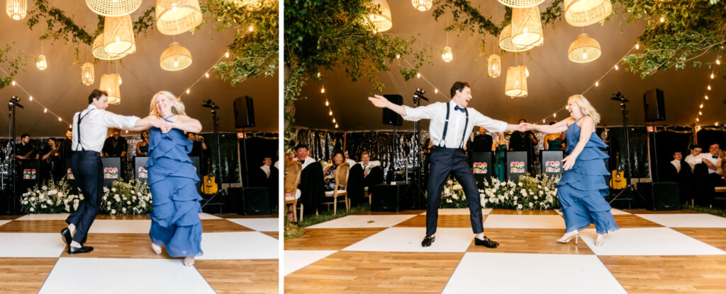 fun mother son dance at Delaware wedding reception by Emily Wren Photography