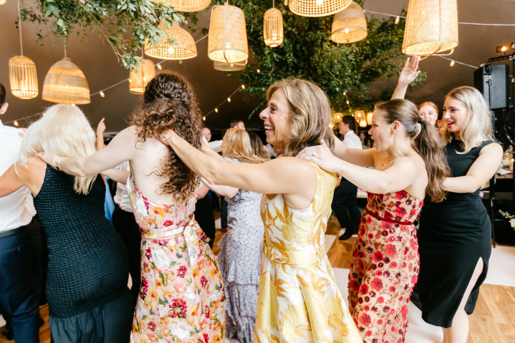 conga line at Winterthur Museum white tent wedding reception