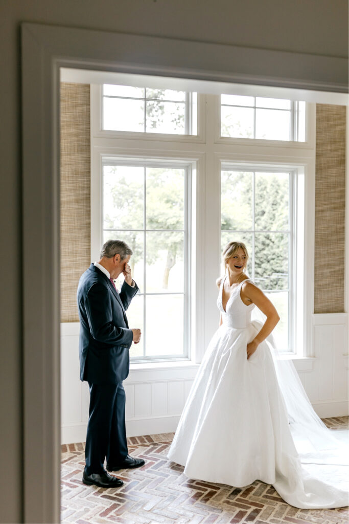 first look with father of the bride by Emily Wren Photography