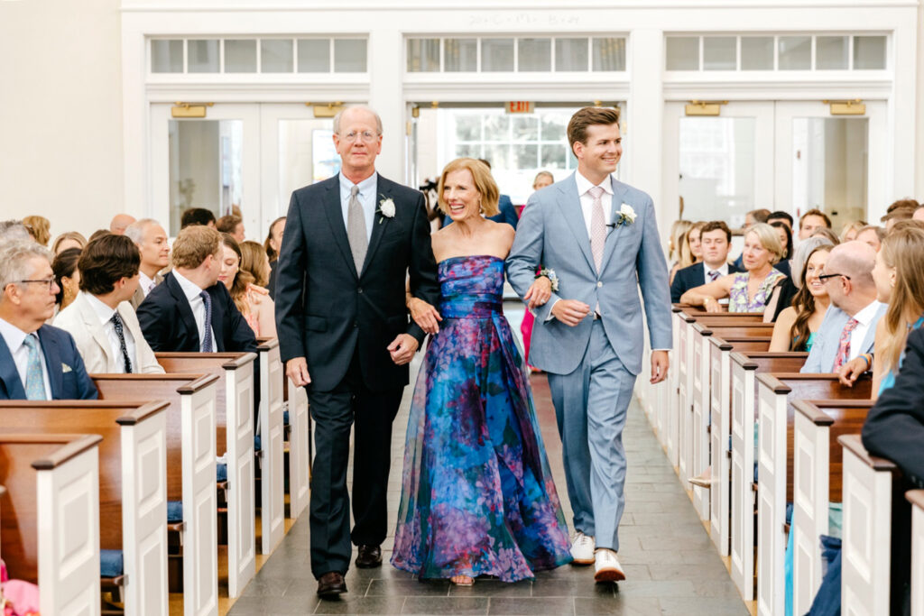 groom walking down the aisle at St Davids Episcopal Church