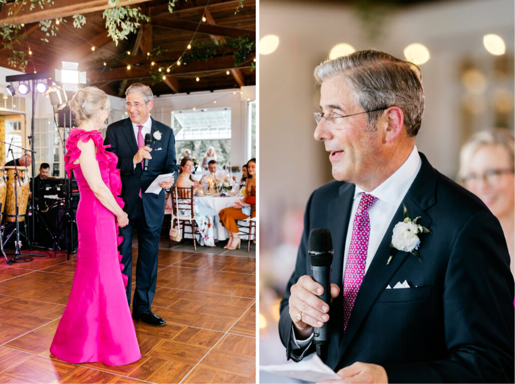 parent speeches at Gulph Mills Golf Club wedding reception