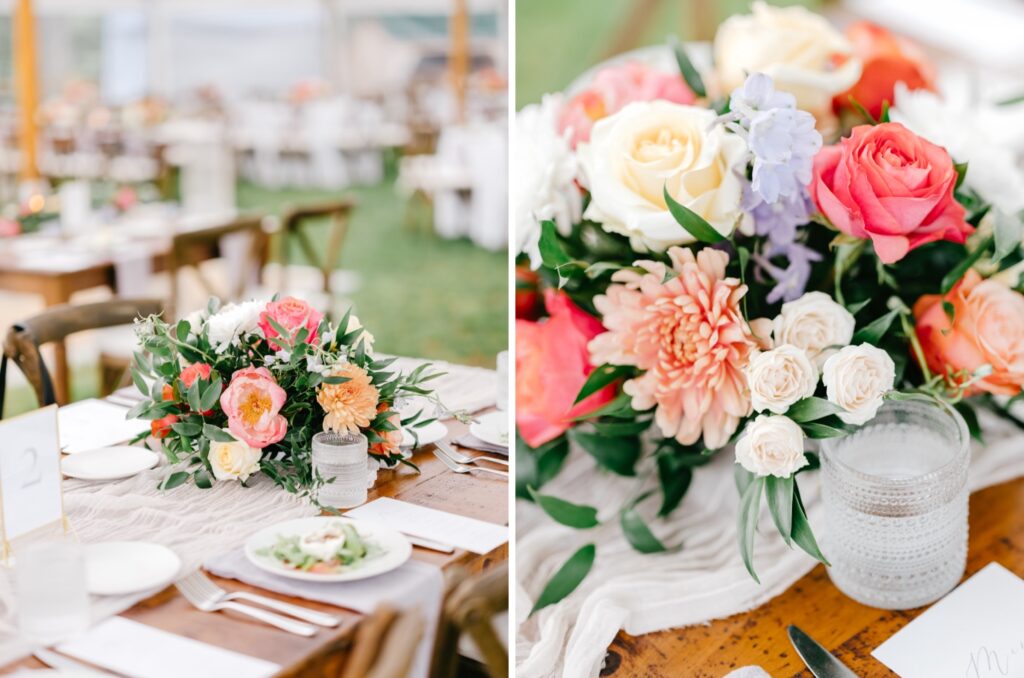 vibrant summer florals for wedding reception table centerpieces