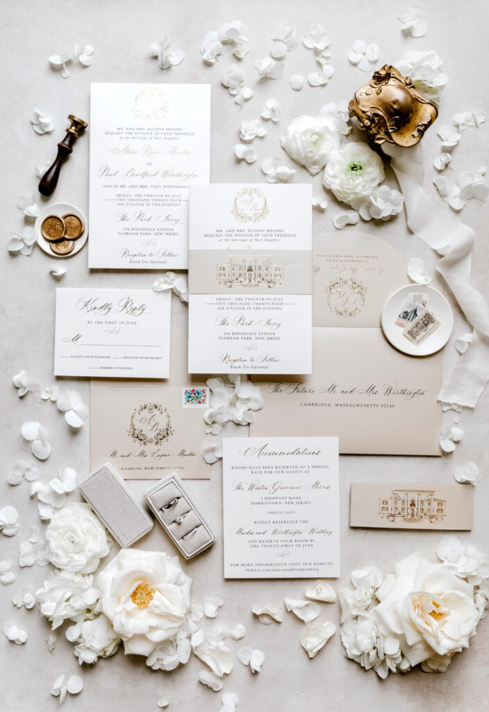 white & cream wedding invitational suite by Emily Wren Photography