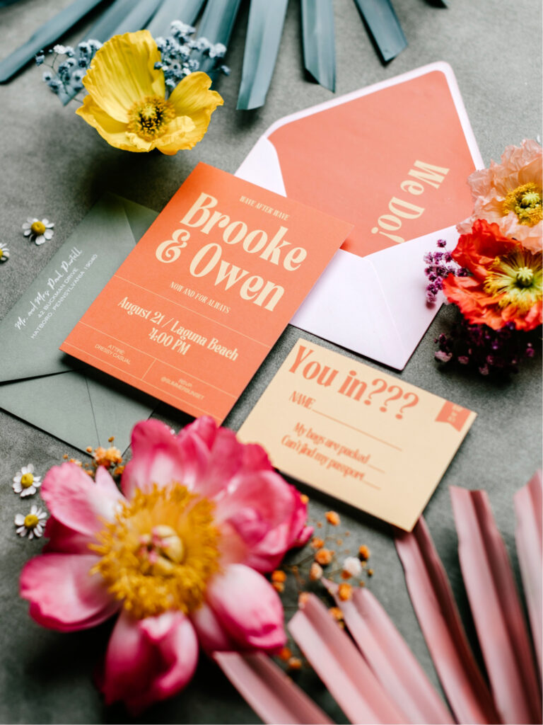 summer tangerine & citrus inspired wedding invitations