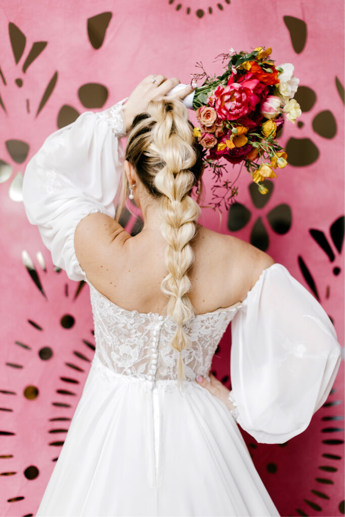 bohemian bridal look for colorful spring wedding by Emily Wren Photography