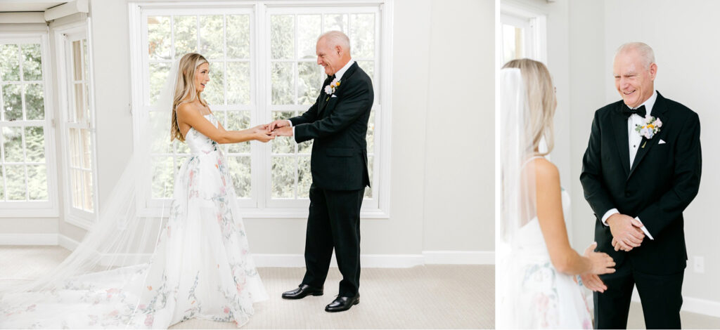 first look with father of the bride by Emily Wren Photography