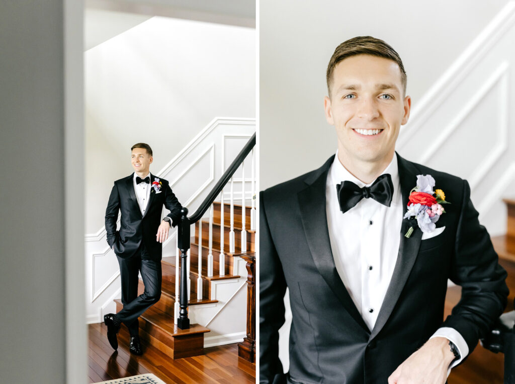 Pennsylvania groom before his late summer wedding day in Villanova