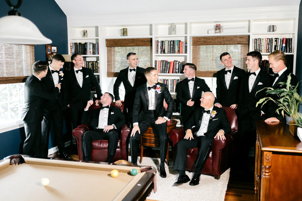 groom with groomsmen before Pennsylvania wedding day