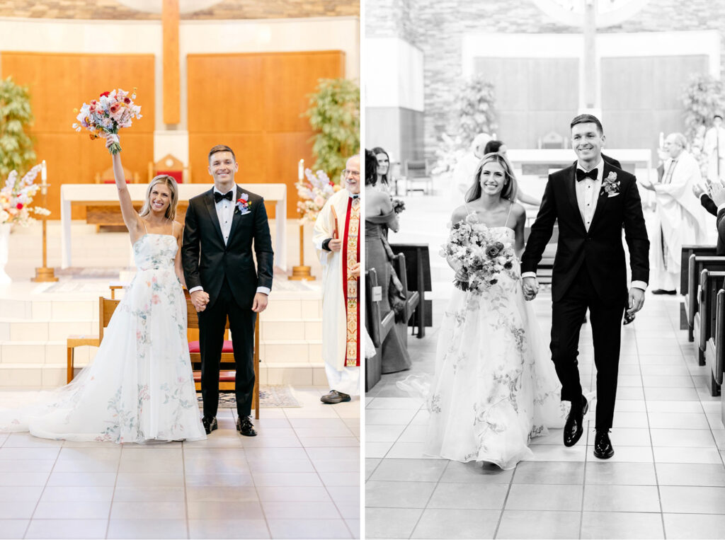 bride & groom exiting their wedding ceremony at Saint Elizabeth's Parish