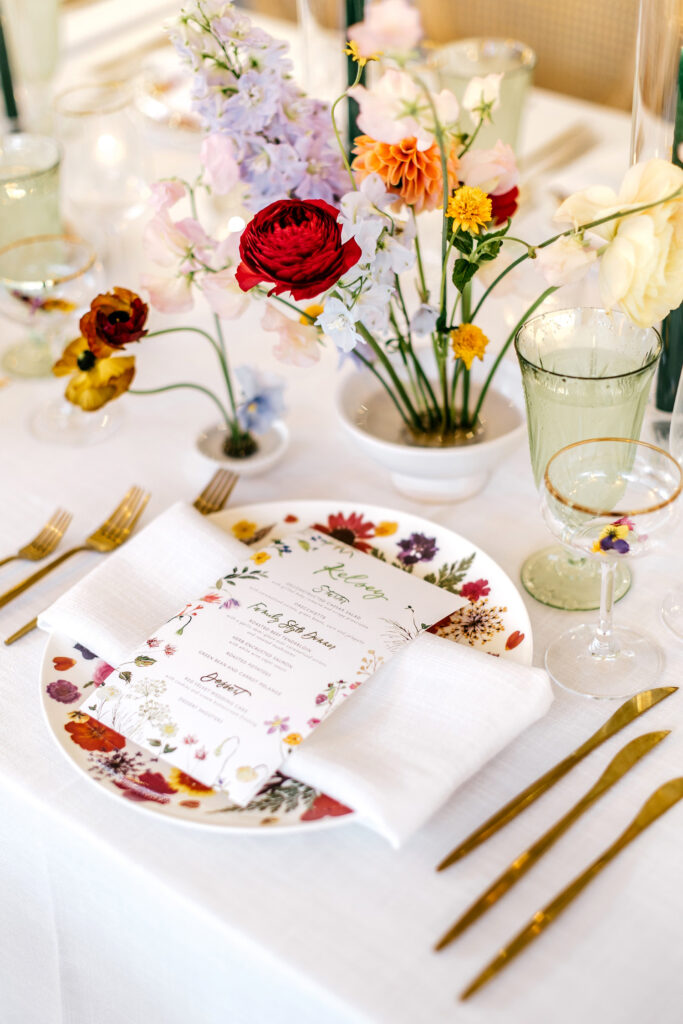 flower themed wedding reception inspiration by Emily Wren Photography