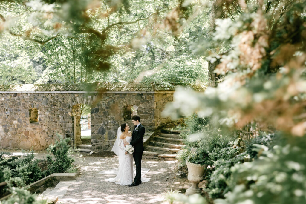 bride and groom at Ridley Creek State Park