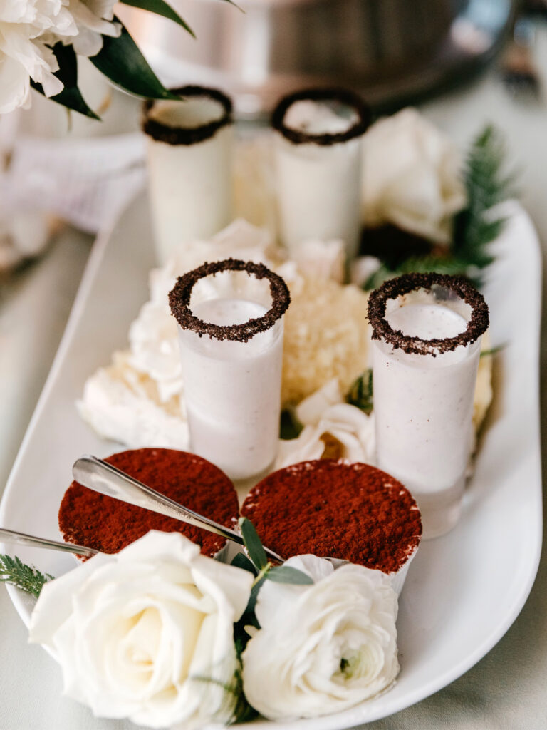 cake cups and milk shots for wedding reception dessert by Emily Wren Photography