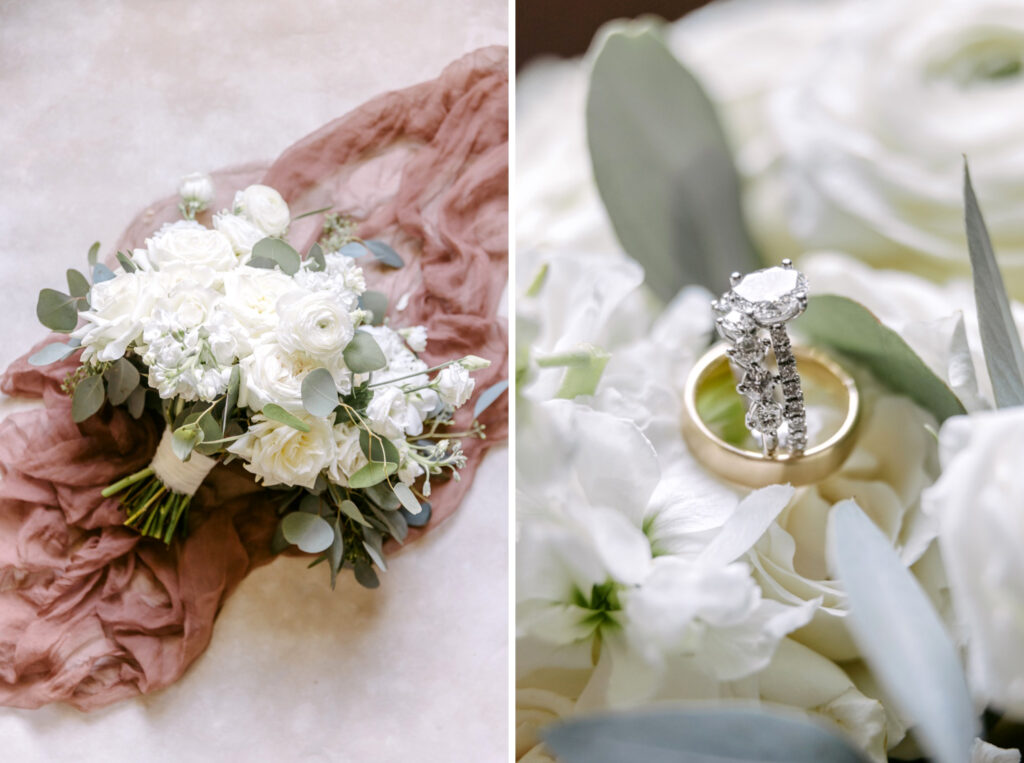 white rose bridal bouquet for fall wedding in Maryland