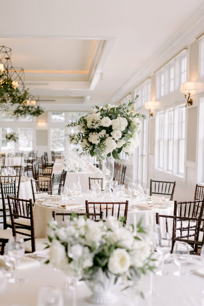 all white wedding reception details by Emily Wren Photography