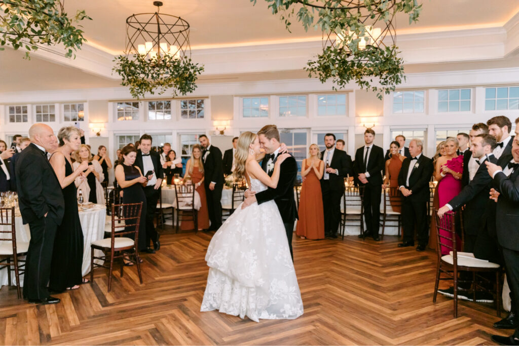 bride & grooms first dance at Chesapeake Bay Beach Club wedding reception