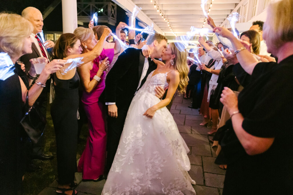 led sparkler wedding reception exit by Emily Wren Photography