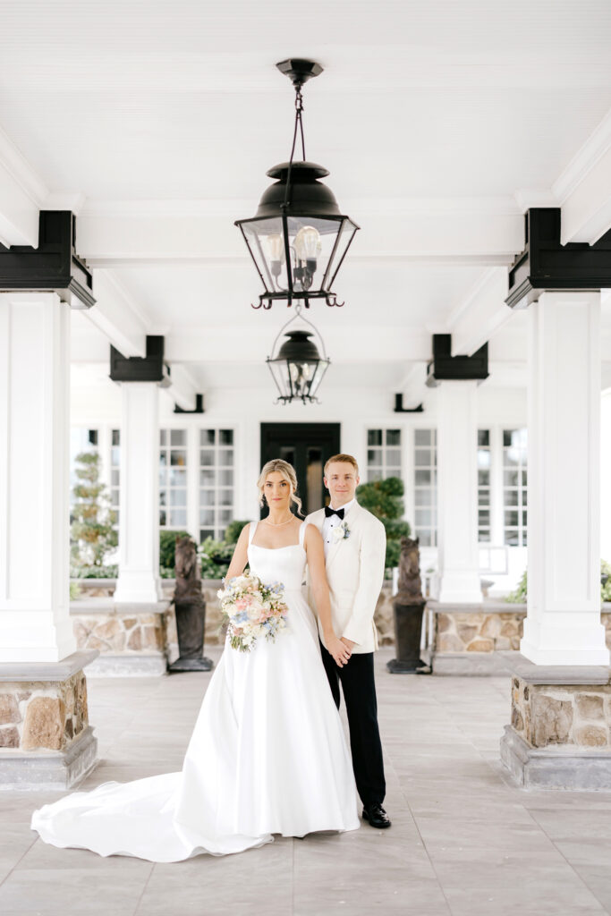 timeless portrait of bride & groom at The Ryland Inn in New Jersey