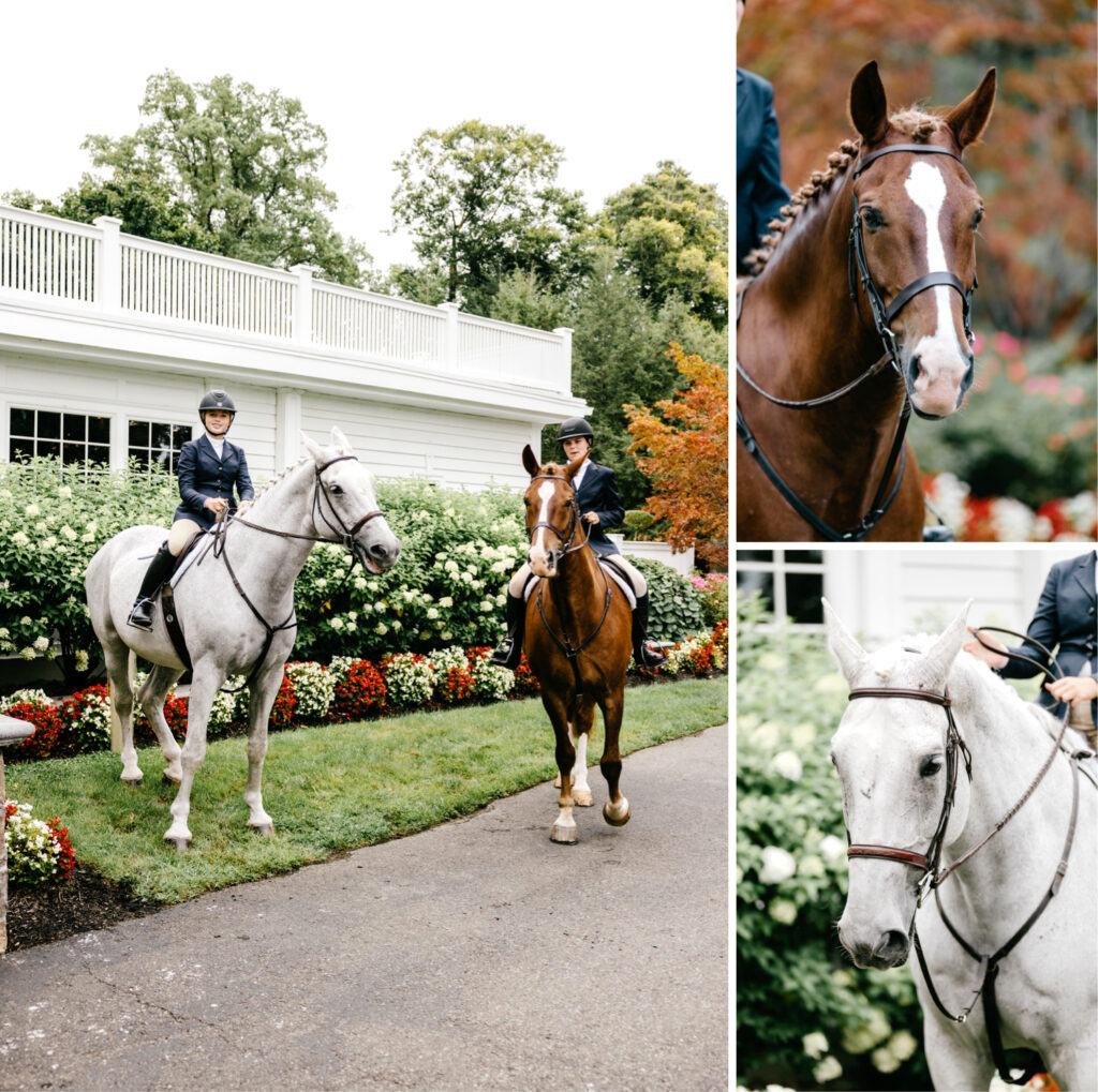 horses and equestrians at New Jersey summer wedding at The Ryland Inn