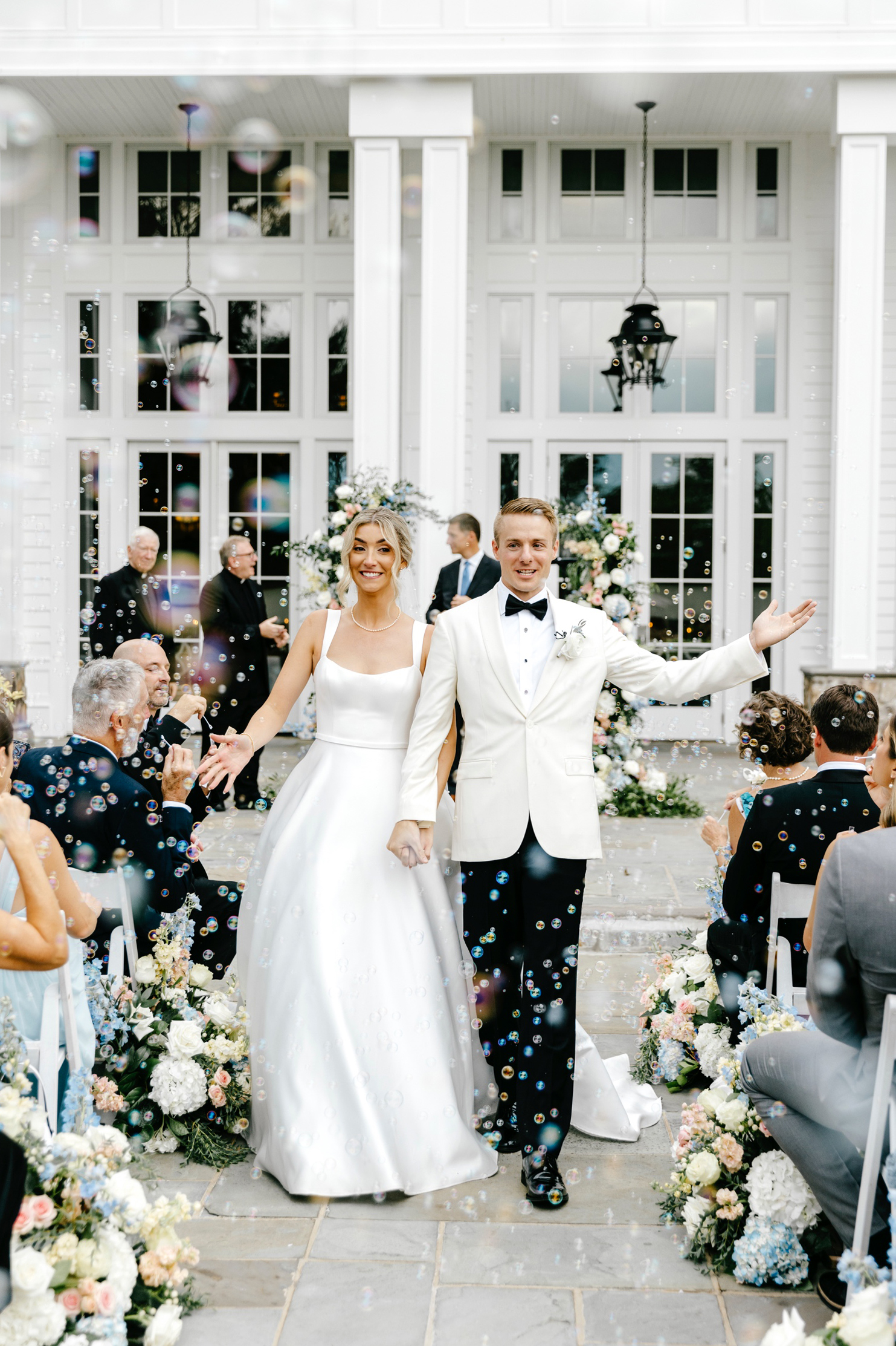 wedding ceremony bubble exit by Emily Wren Photography