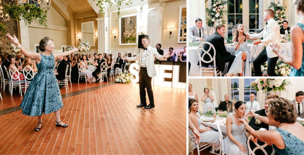 funny mother & son dance at The Ryland Inn wedding reception by New Jersey wedding photographer Emily Wren Photography