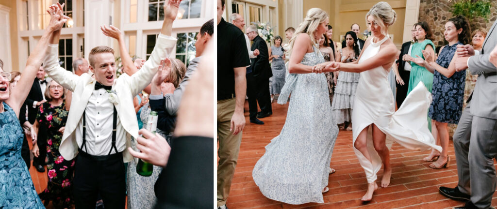 bride & groom having fun at their New Jersey wedding reception at the Ryland inn