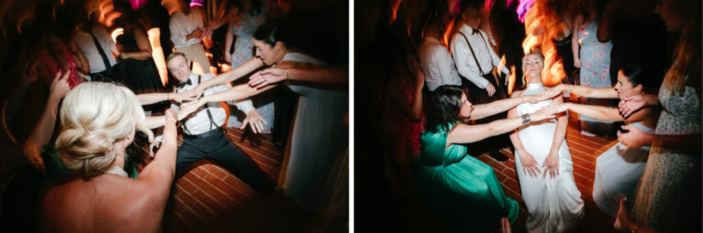 bride & groom playing limbo at New Jersey wedding reception by Emily Wren Photography