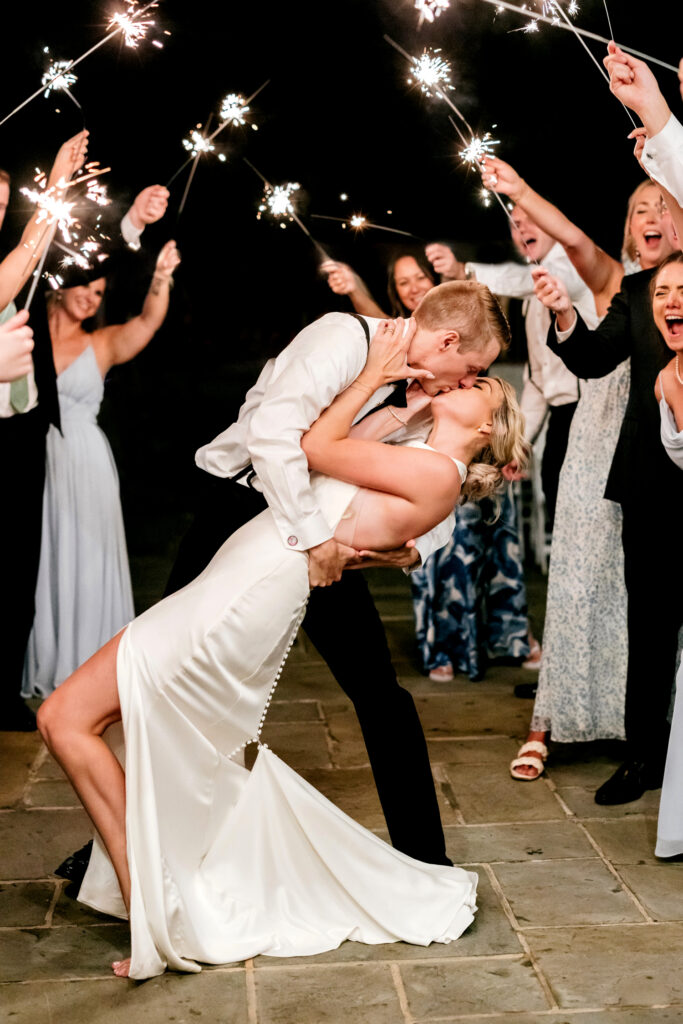 bride & groom sparkler exit at The Ryland Inn wedding reception by Emily Wren Photography