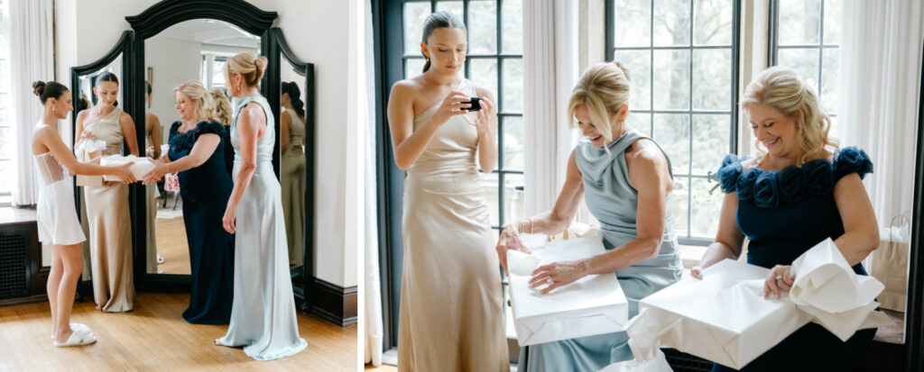 mother & mother in law opening gifts from the bride by Emily Wren Photography