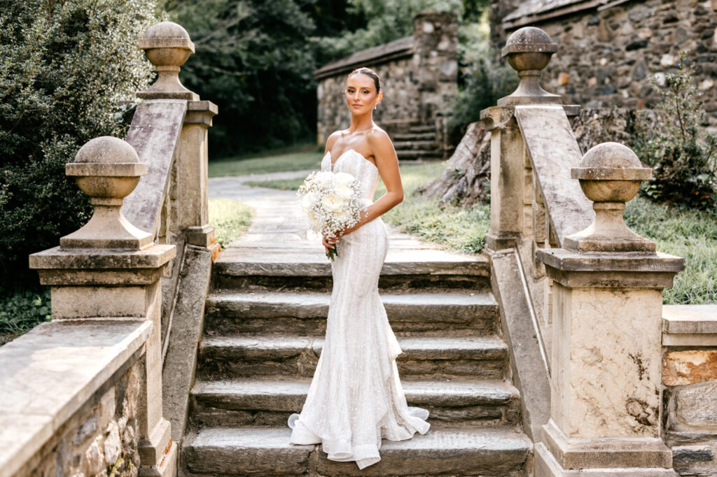 golden hour bridal portrait at Ridley Creek State Park by Emily Wren Photography