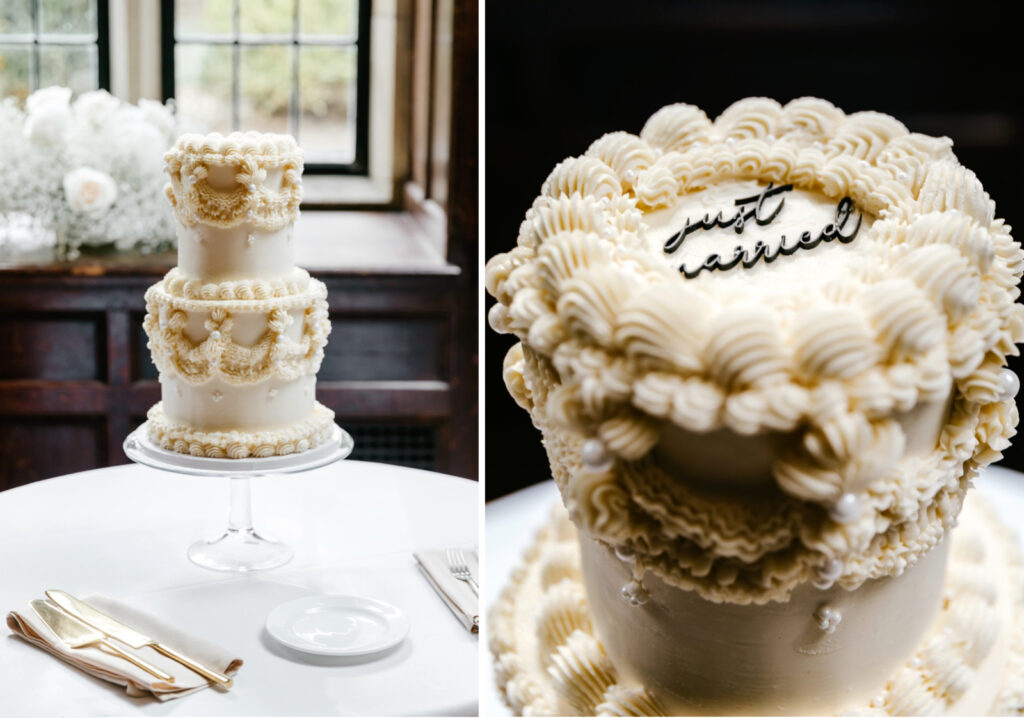 2 tier vintage inspired wedding cake