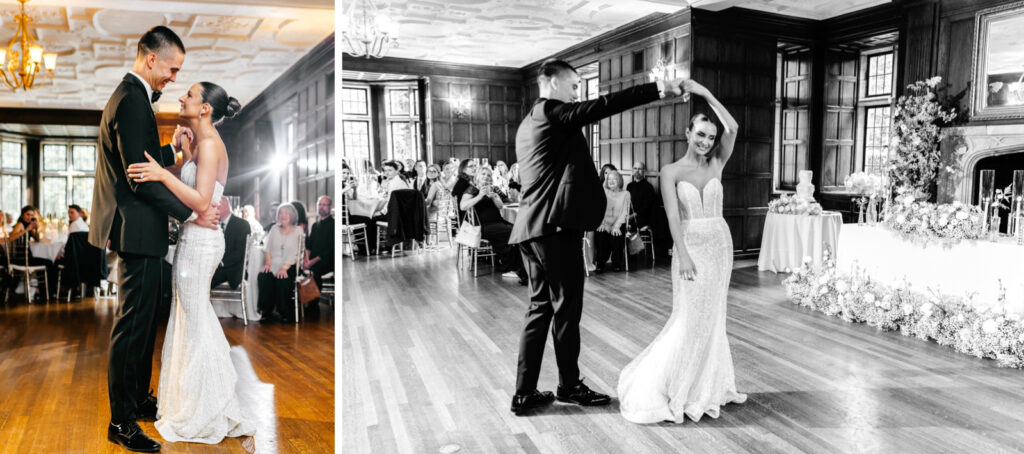 bride & grooms first dance at Parque Ridley Creek wedding reception by Emily Wren Photography