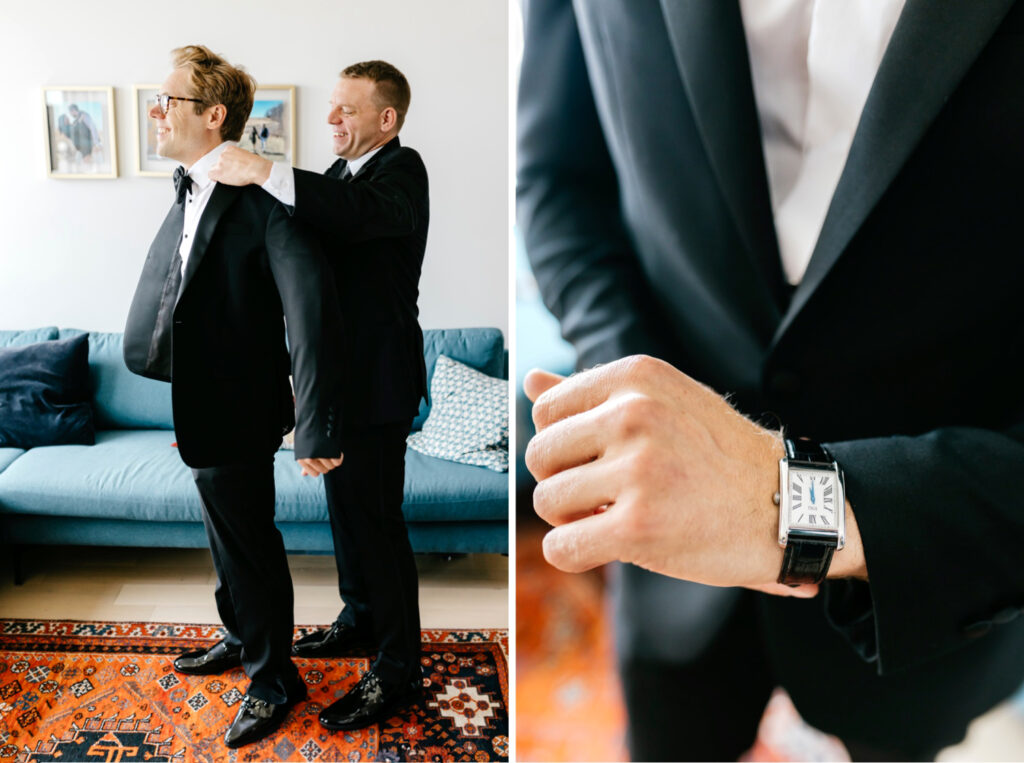 groom getting ready for his Philadelphia wedding day