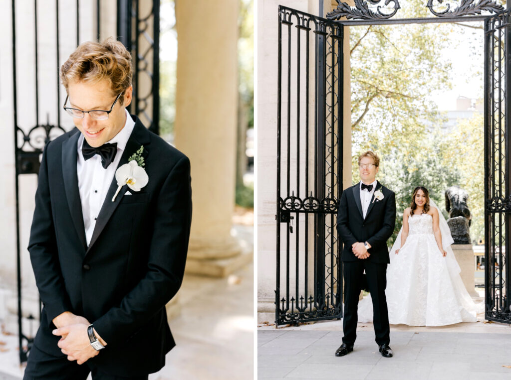 private first look between bride & groom at the Rodin Museum by Philadelphia wedding photographer Emily Wren Photography