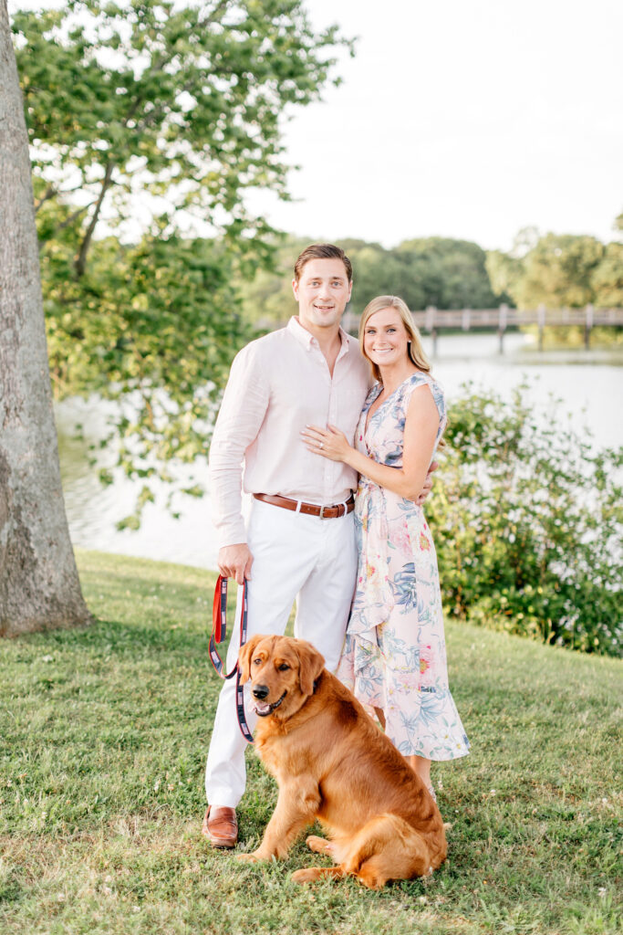 summer engagement photos with pet dog Spring Lake New Jersey by Emily Wren Photography