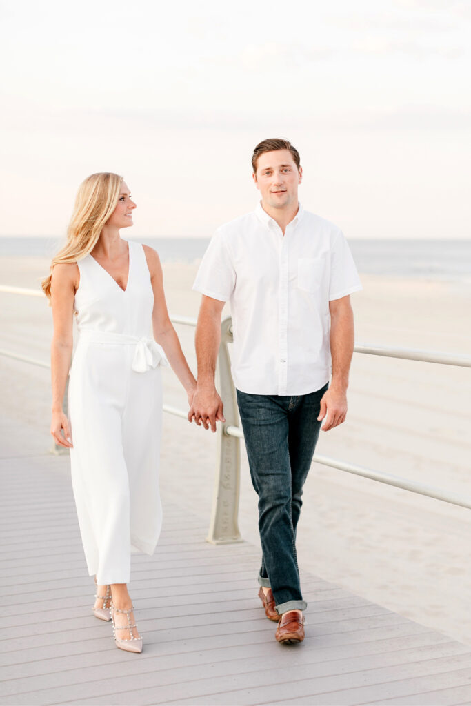 summer beach engagement photos in Spring Lake New Jersey by Emily Wren Photography